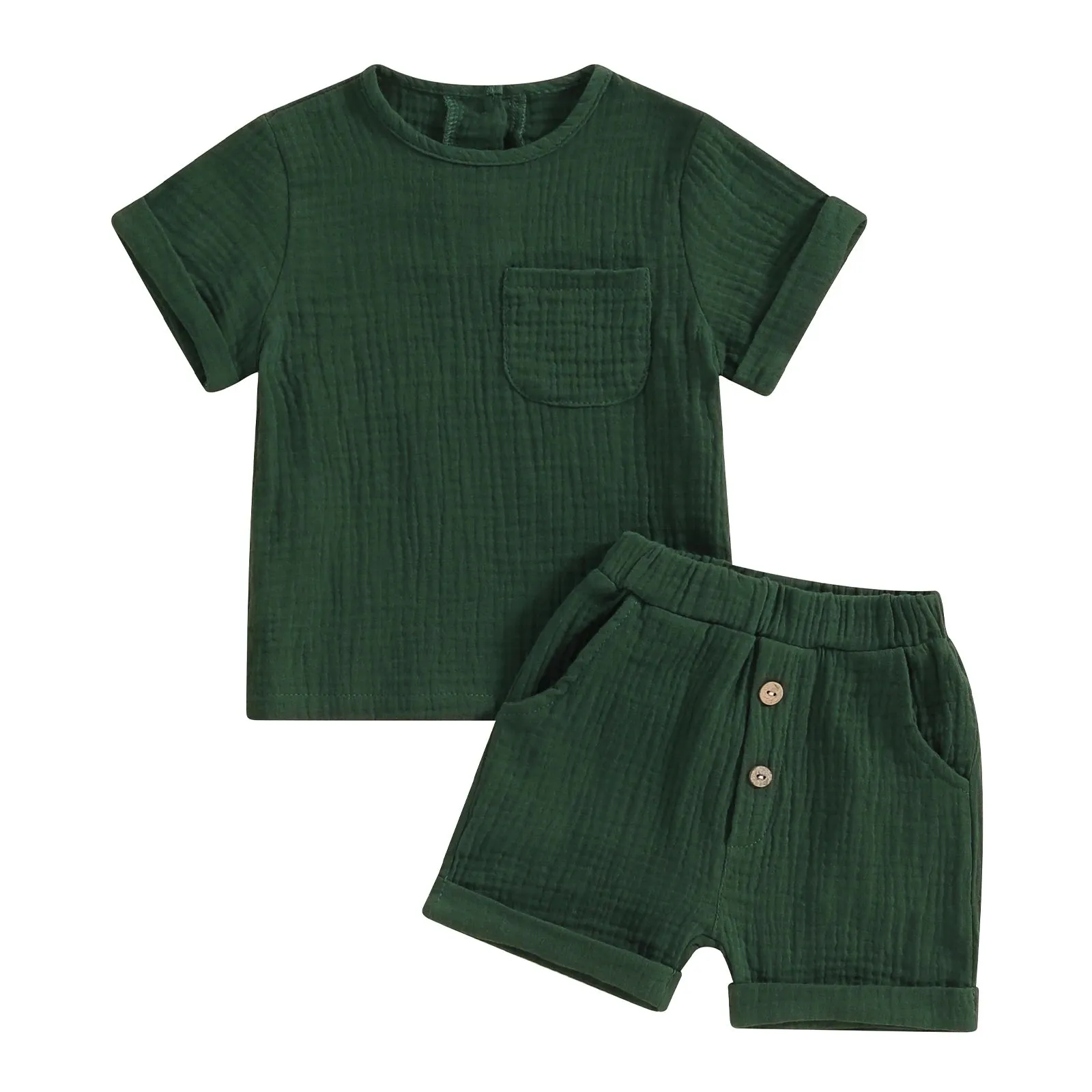 Boys Summer Linen Matching T-Shirt & Shorts Set