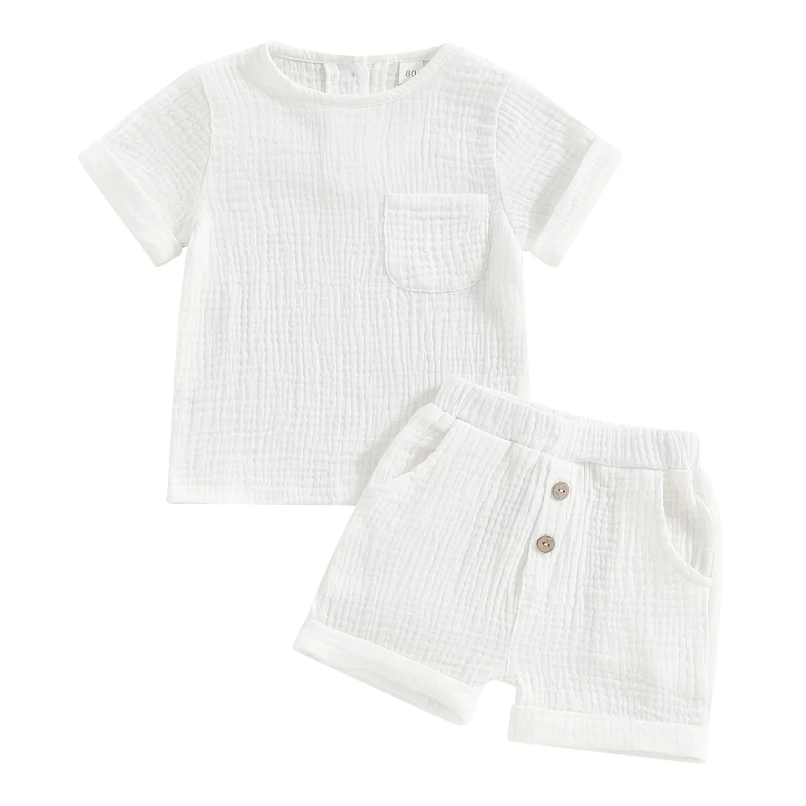 Boys Summer Linen Matching T-Shirt & Shorts Set