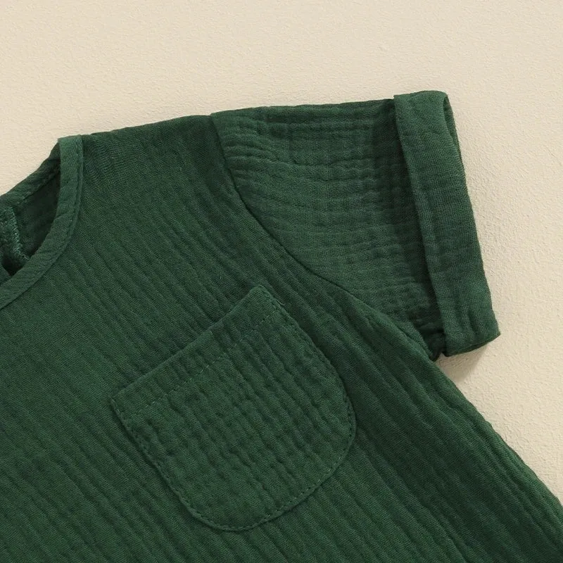 Boys Summer Linen Matching T-Shirt & Shorts Set