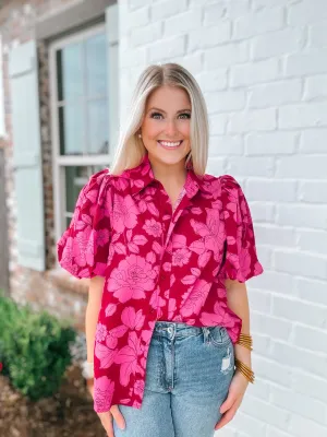 Brick Floral Blouse