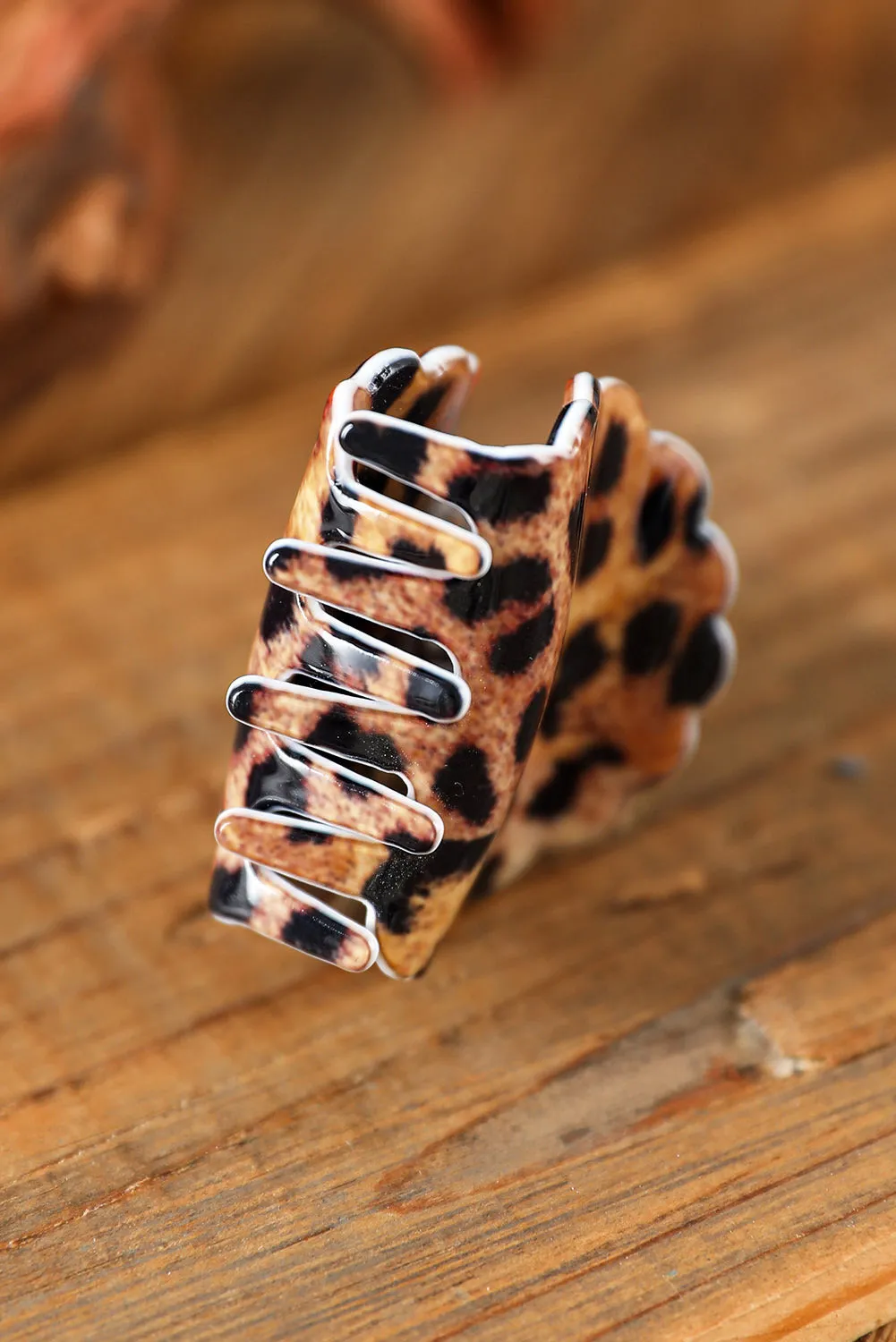 Brown Leopard Print Acrylic Small Hair Clip