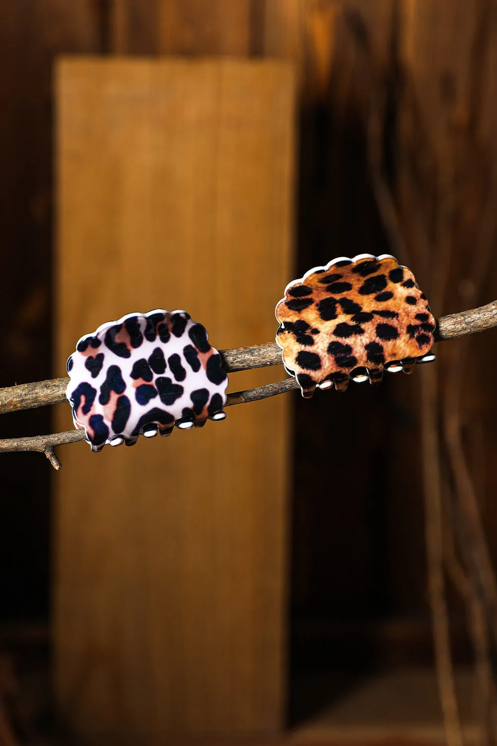 Brown Leopard Print Acrylic Small Hair Clip