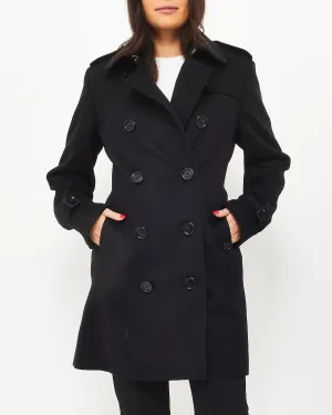 Burberry Black Wool & Cashmere Double Breasted Belted Coat - US 12