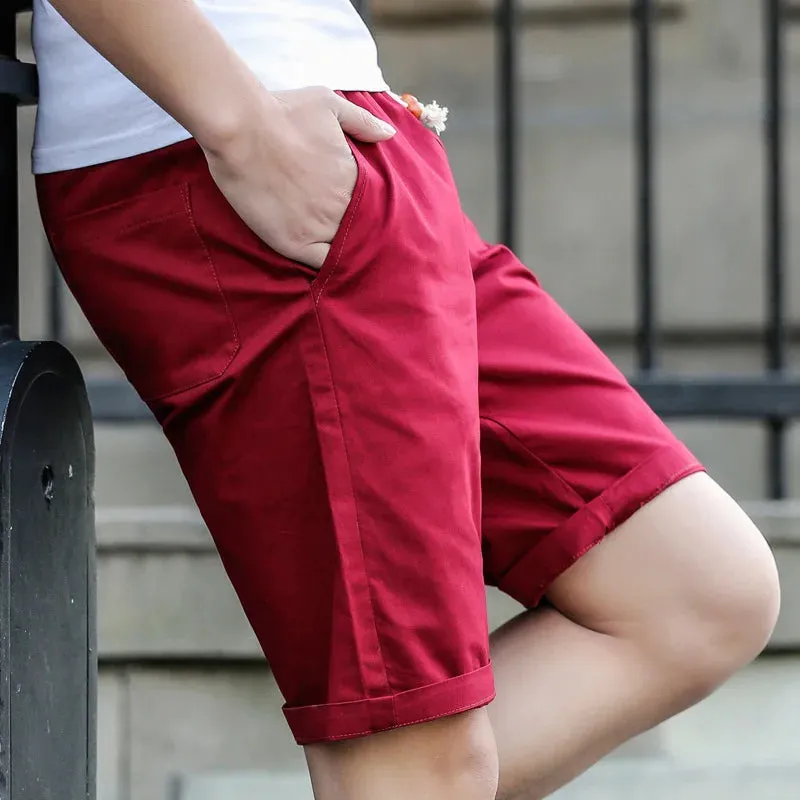 Button Men's Cotton Linen Shorts Pants Male Summer Breathable Solid Color Linen Trousers Fitness Streetwear