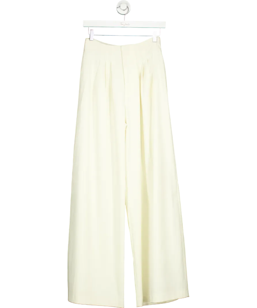 By Malina Cream Diana High Waist Wide Pants UK XS