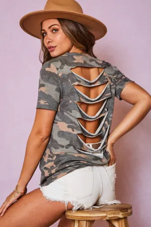 Camo Cutout Top