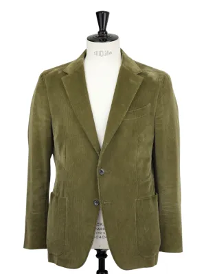 Caruso Dark Olive Green Cotton Needlecord Corduroy "Butterfly" Suit