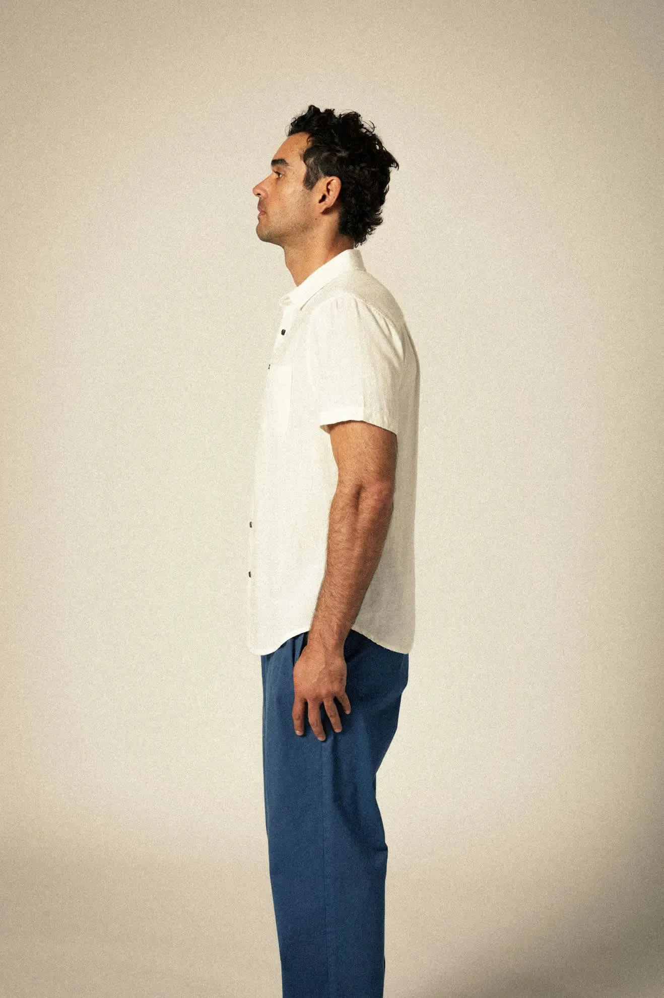Charter Organic Cotton Linen Blend S/S Shirt - Egret White