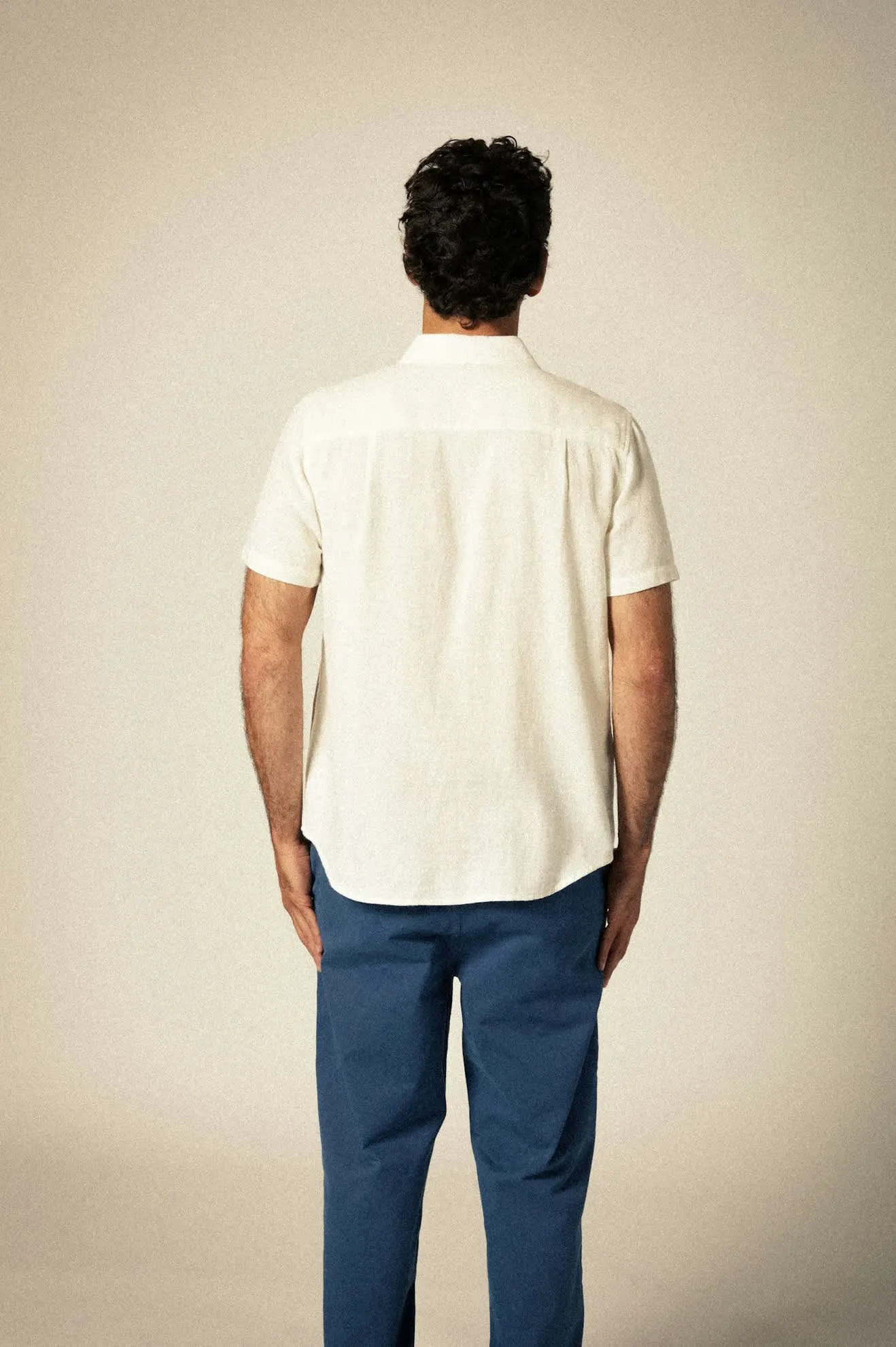Charter Organic Cotton Linen Blend S/S Shirt - Egret White