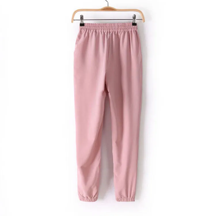 Chiffon Pants Women Pants Casual Harem Pants Drawstring Elastic Waist Pants Plus Size Women Trousers