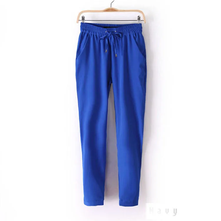 Chiffon Pants Women Pants Casual Harem Pants Drawstring Elastic Waist Pants Plus Size Women Trousers