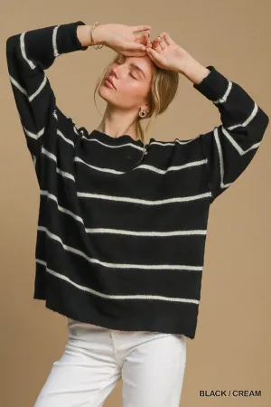 Collier Wool Blend Pullover Sweater - Black