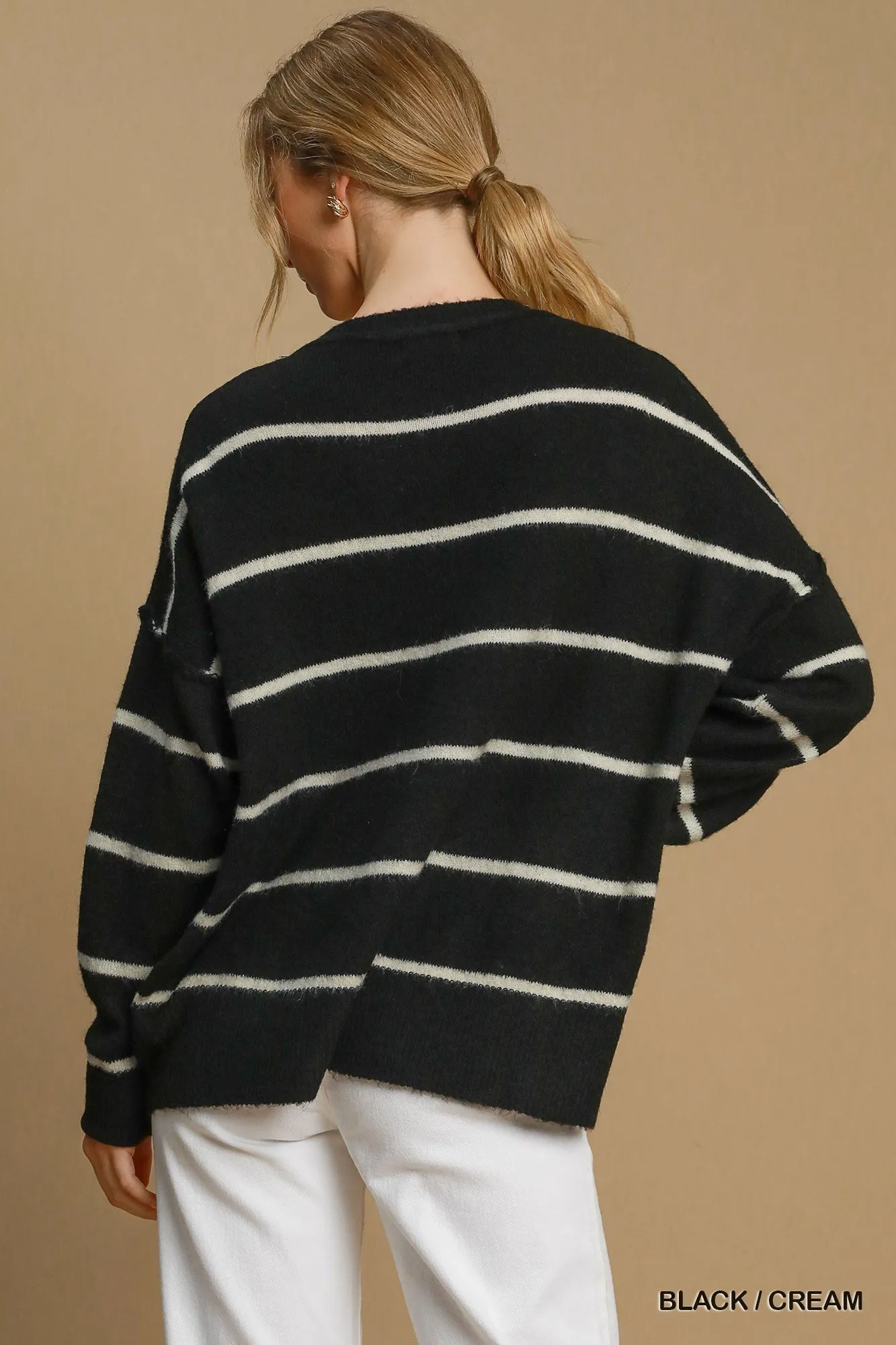 Collier Wool Blend Pullover Sweater - Black