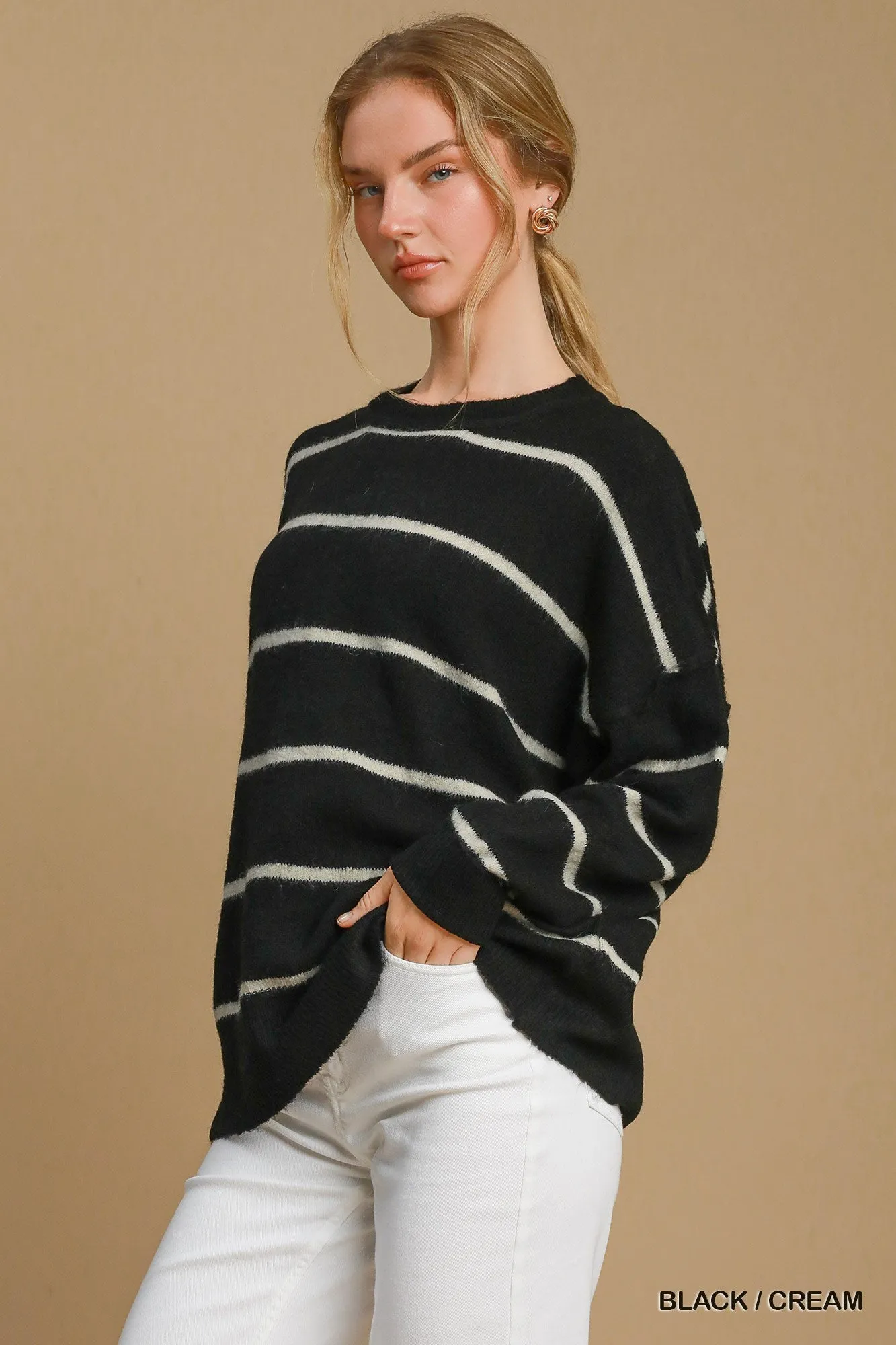Collier Wool Blend Pullover Sweater - Black