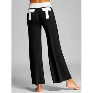 Color Block High Rise Wide Leg Pants - Black M