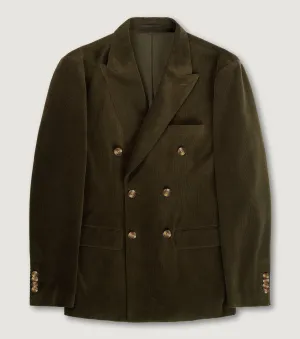 Corduroy Double Breasted Blazer Jacket Army