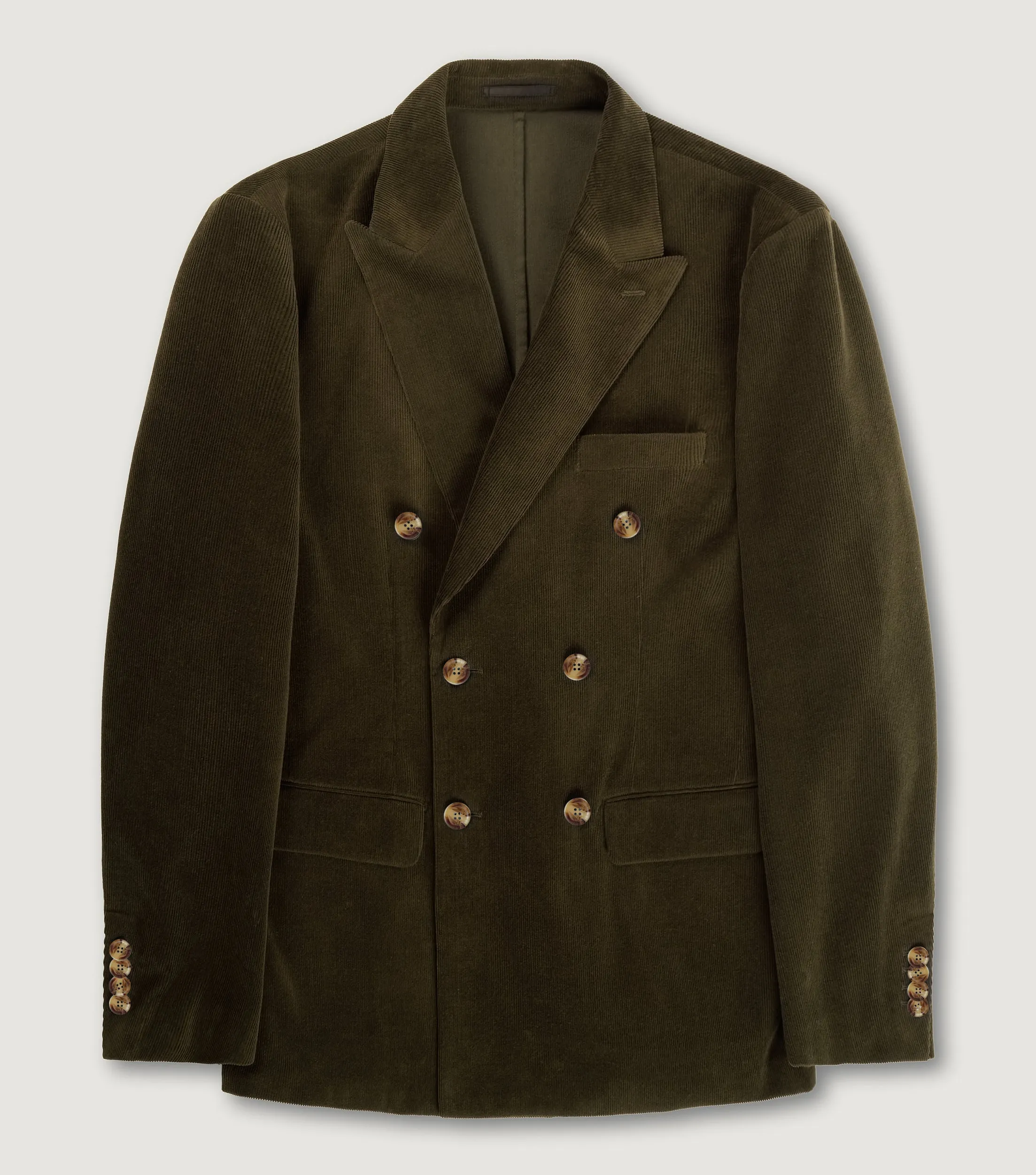 Corduroy Double Breasted Blazer Jacket Army