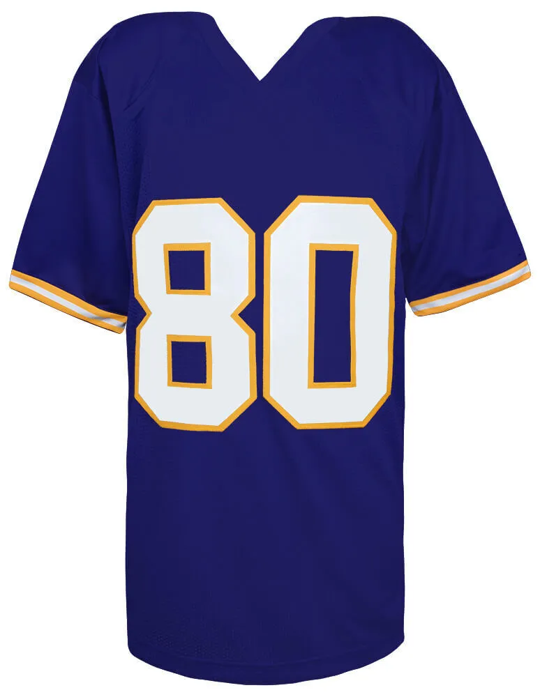 Cris Carter Signed Purple Throwback Custom Football Jersey w/#80 -(SCHWARTZ COA)