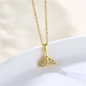 Cubic Zirconia & 18K Gold-Plated Fishtail Pendant Necklace