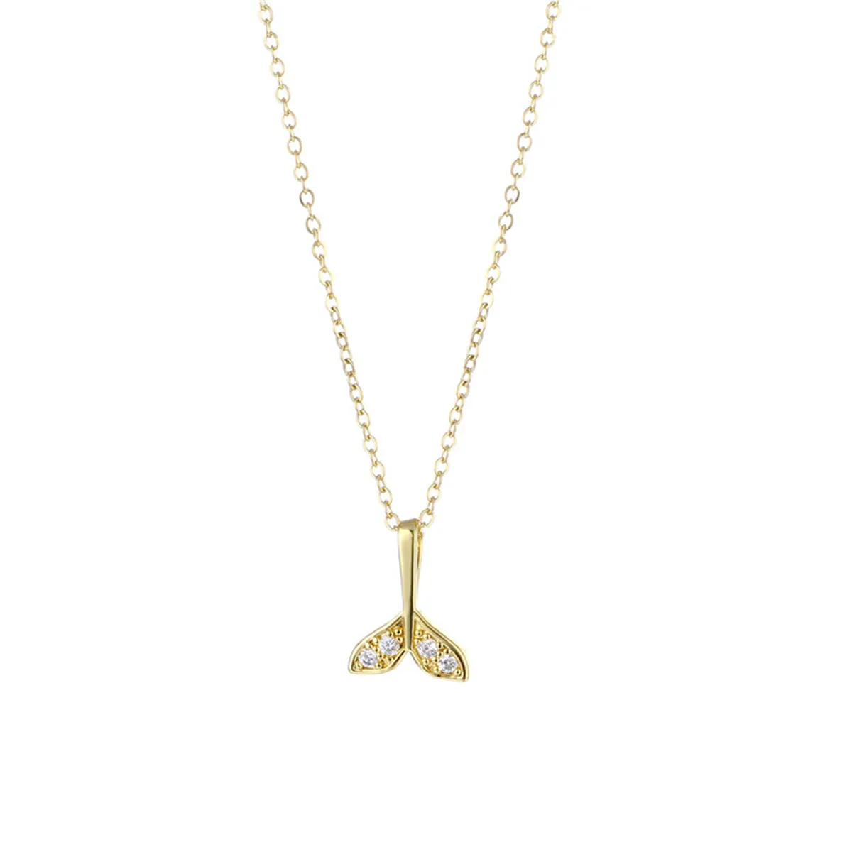 Cubic Zirconia & 18K Gold-Plated Fishtail Pendant Necklace