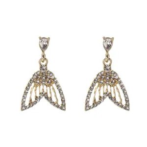 Cubic Zirconia & Crystal Fishtail Drop Earrings