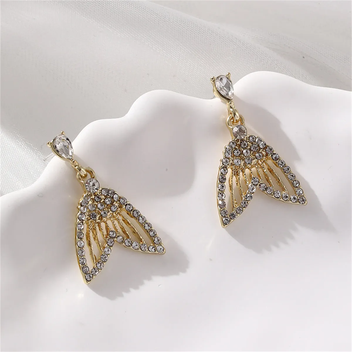 Cubic Zirconia & Crystal Fishtail Drop Earrings