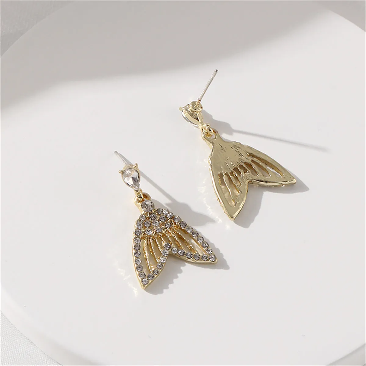 Cubic Zirconia & Crystal Fishtail Drop Earrings