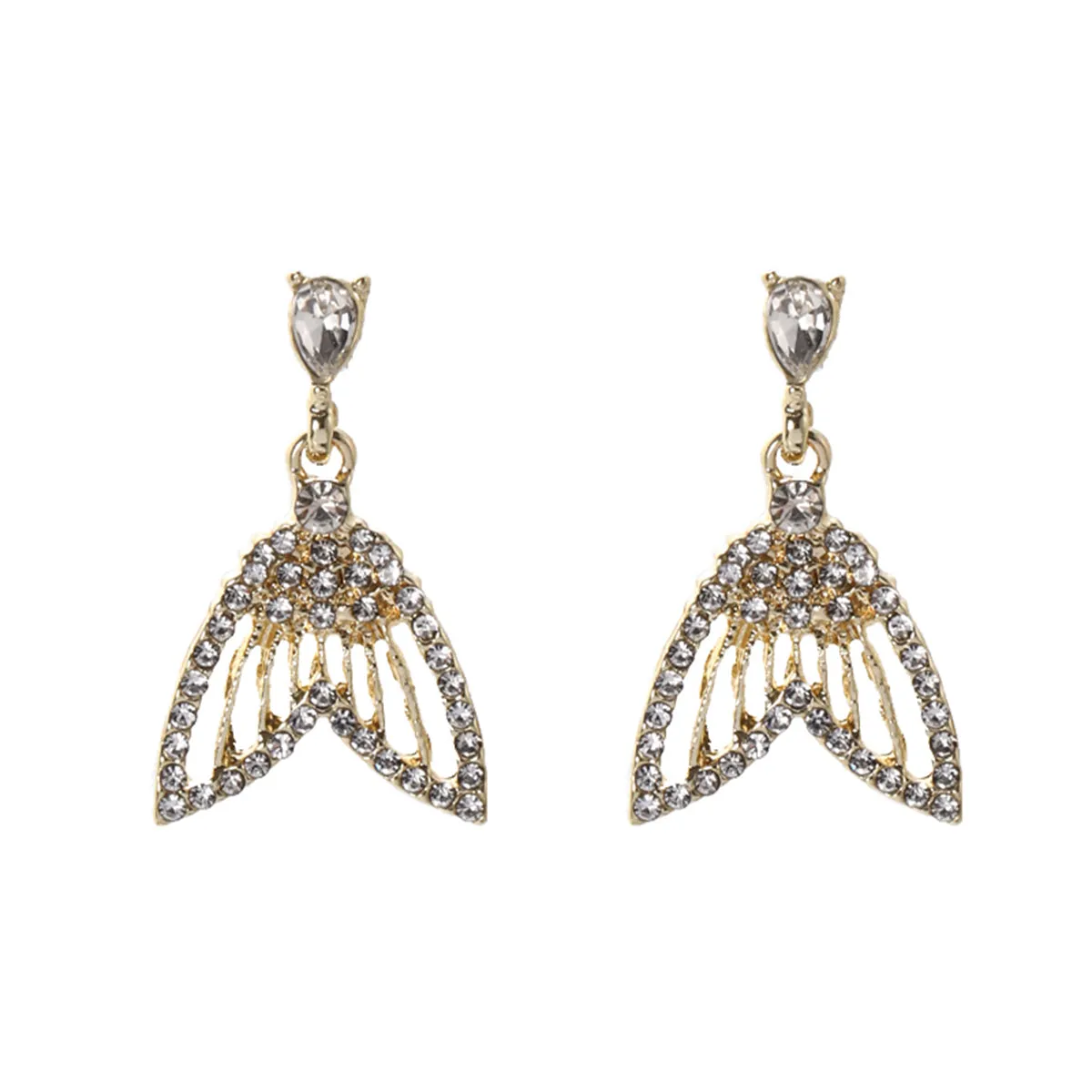 Cubic Zirconia & Crystal Fishtail Drop Earrings