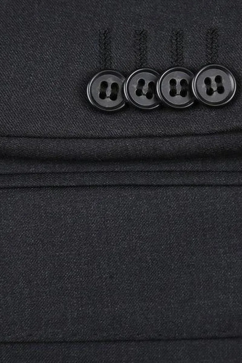 Dark Grey Solid 2-Button Notch Suit (2-Piece Set)