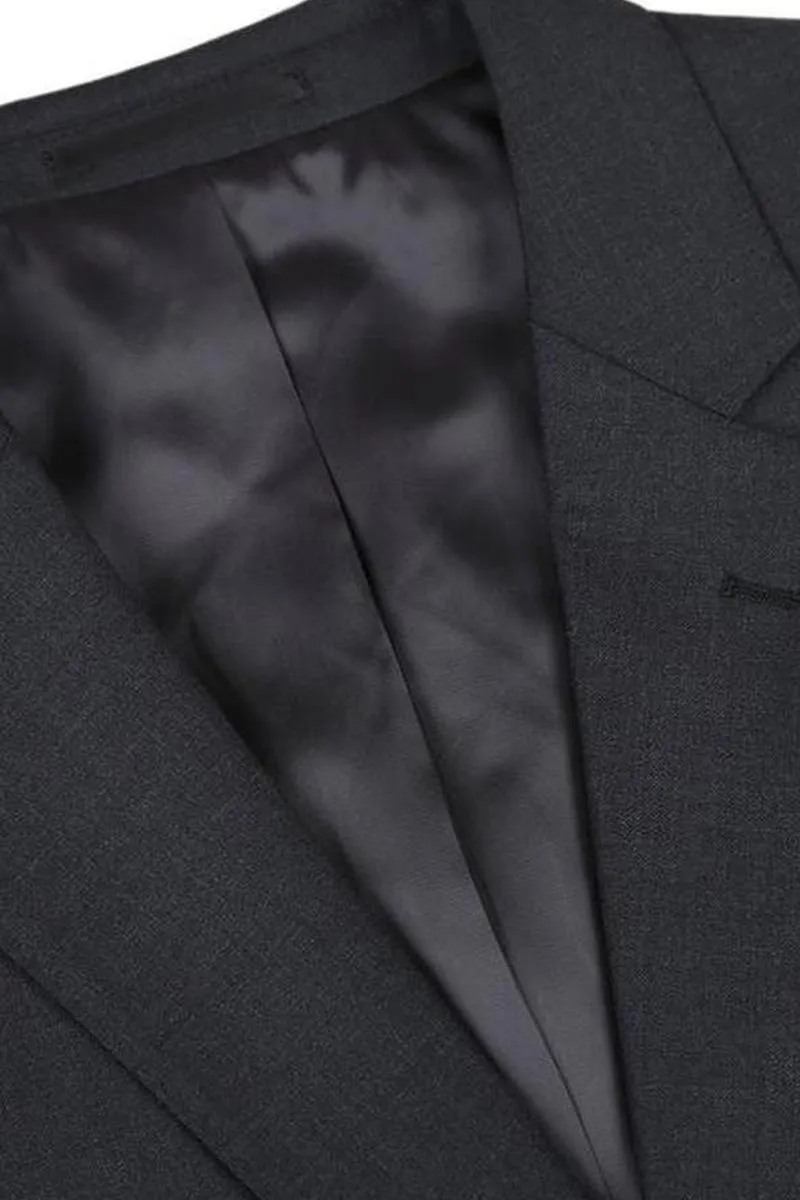 Dark Grey Solid 2-Button Notch Suit (2-Piece Set)