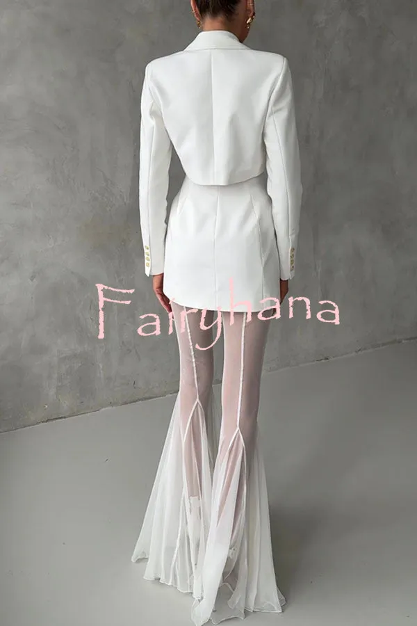 Deep Chic Mesh High Rise Elastic Waist Fishtail Stretch Pants