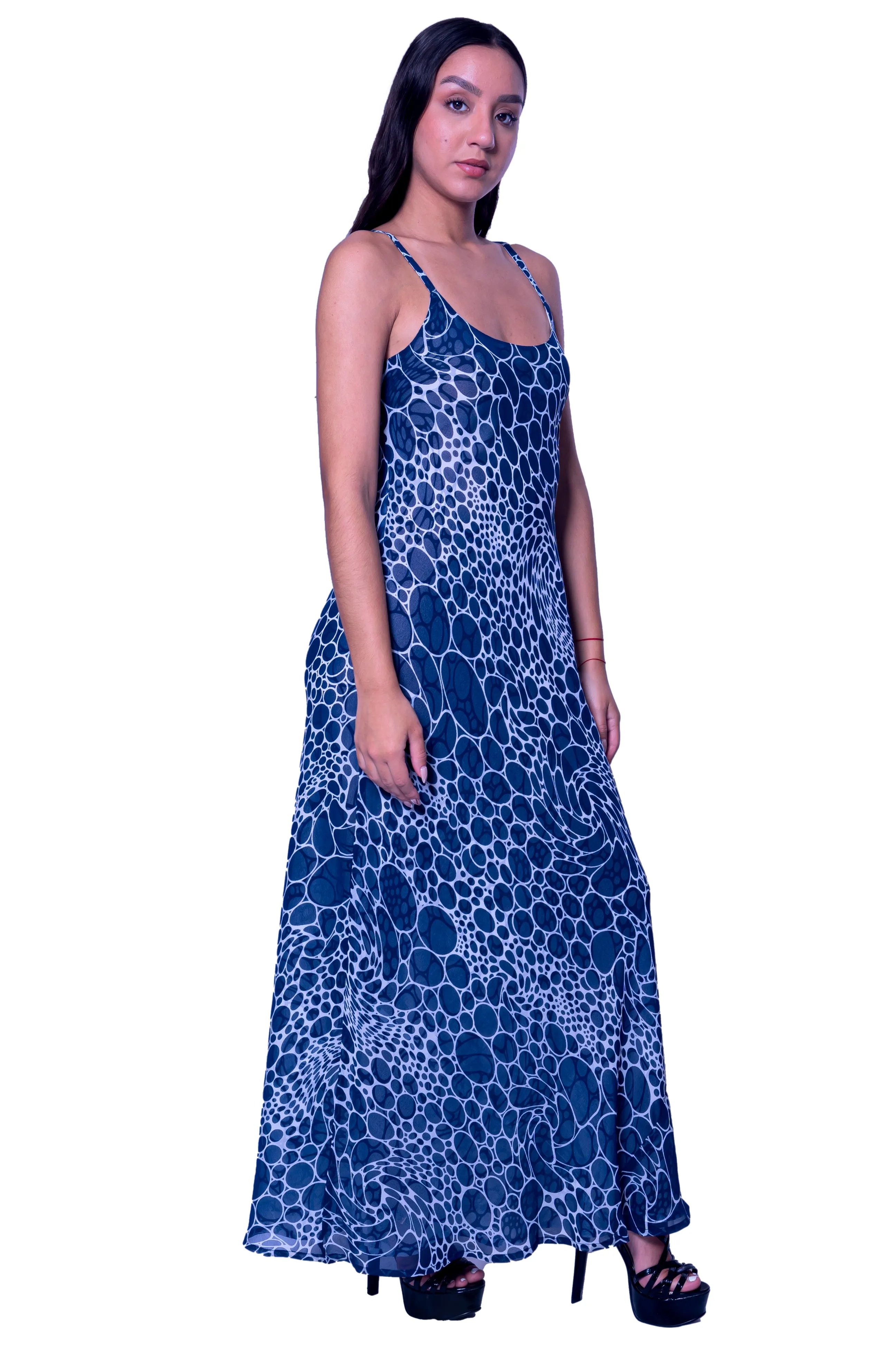 DK 682 Bubble Print Long Shift Reversible Dress with Matching Jacket
