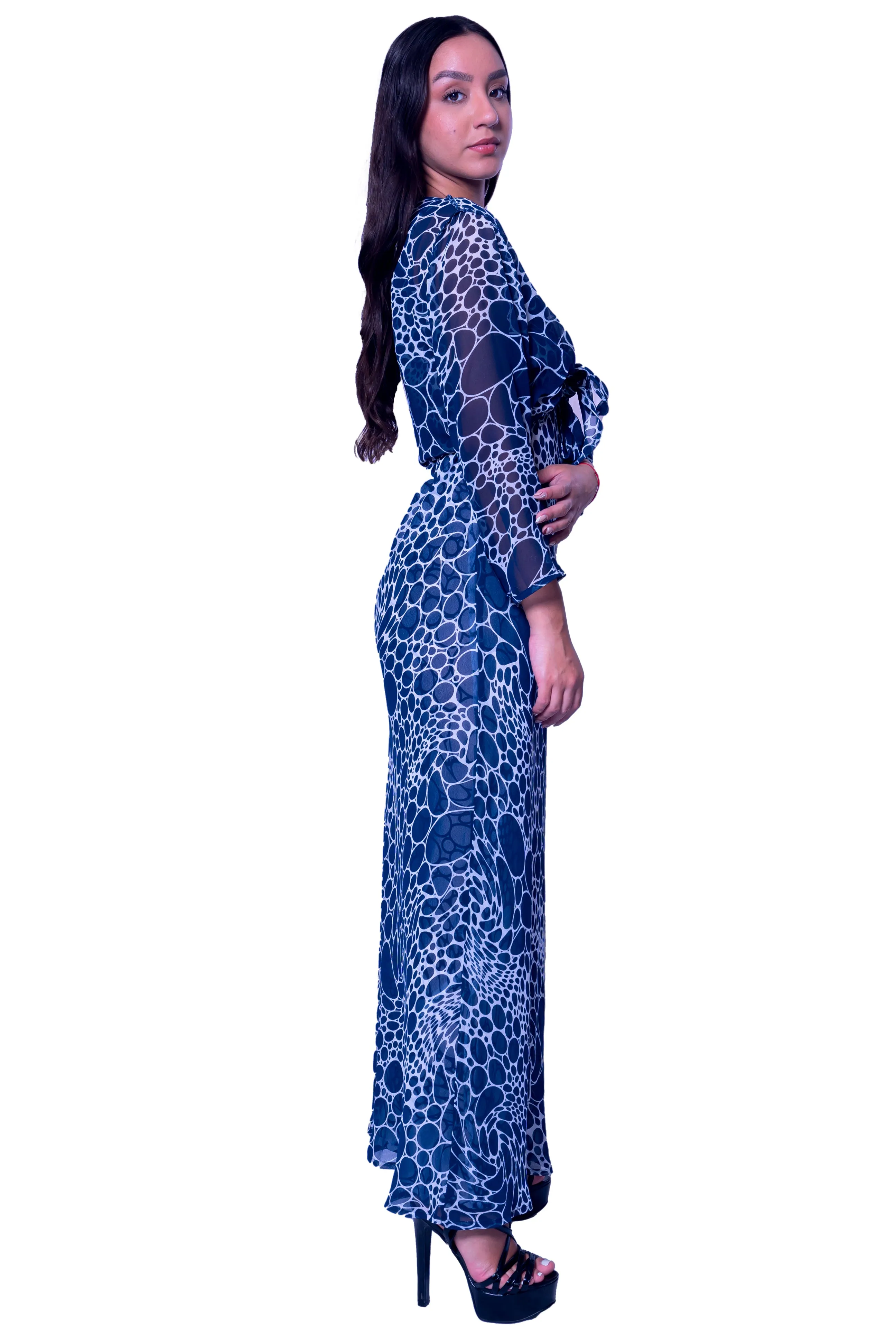 DK 682 Bubble Print Long Shift Reversible Dress with Matching Jacket