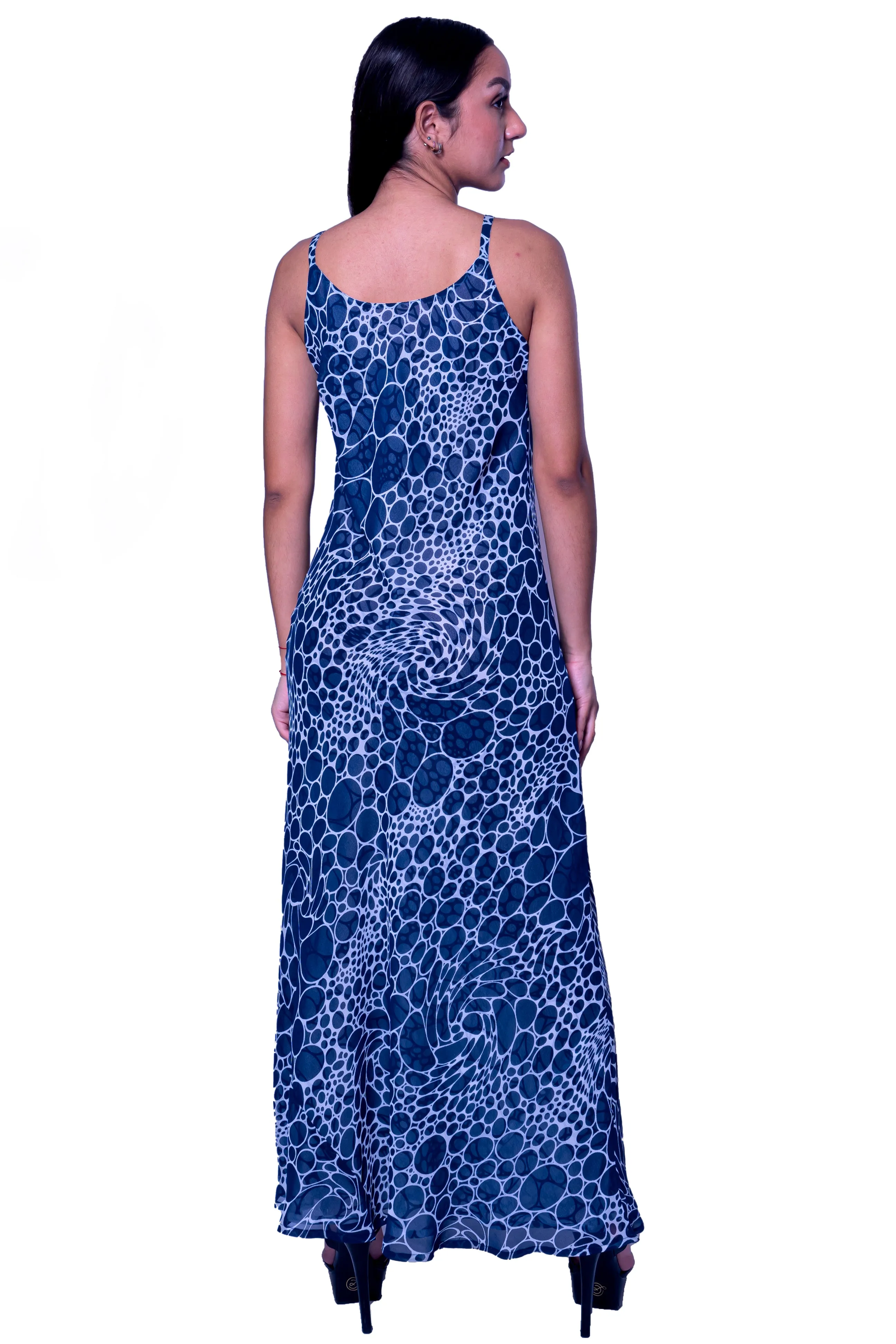 DK 682 Bubble Print Long Shift Reversible Dress with Matching Jacket