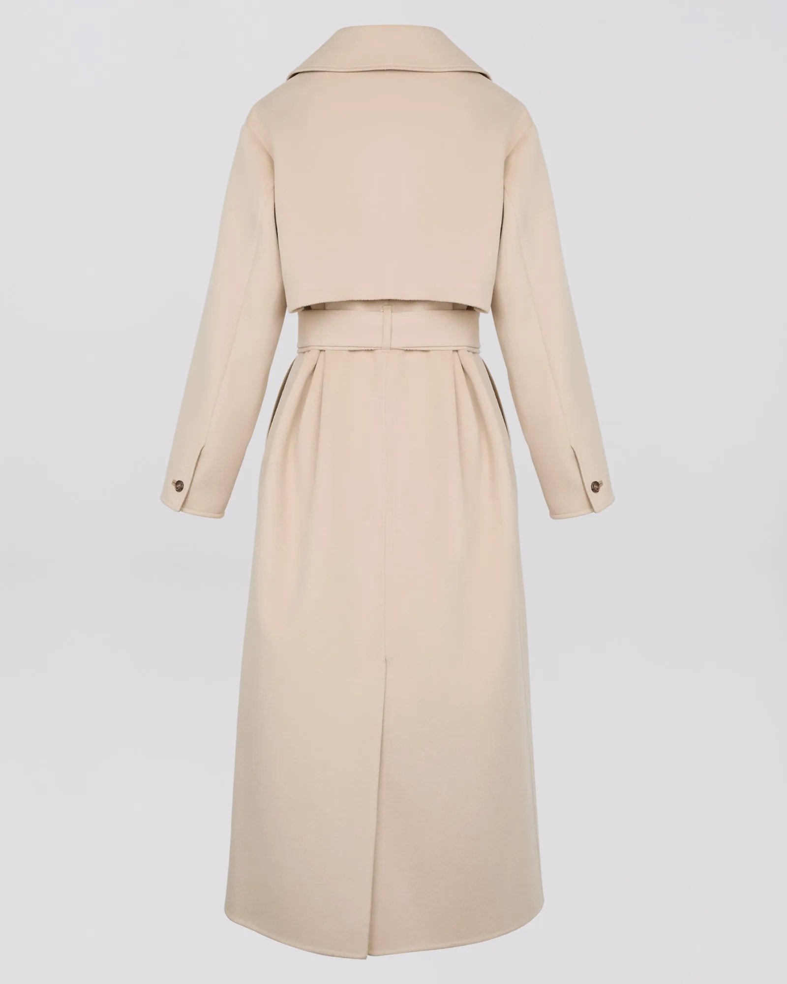 Double-sided wool-blend trench coat