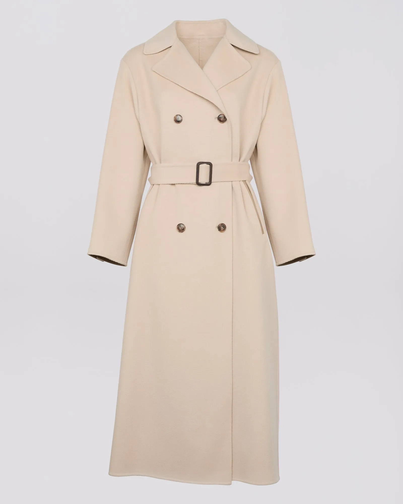 Double-sided wool-blend trench coat