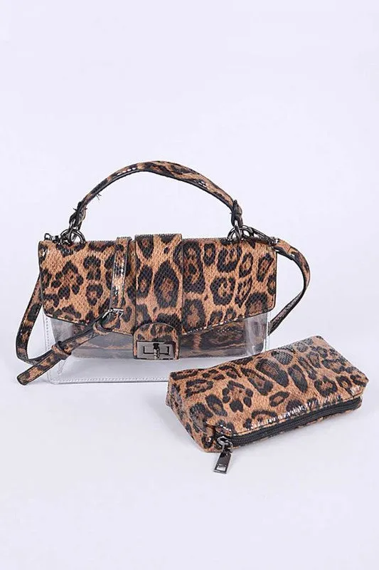 Dual Glam Leopard Print Clear Bag Duo