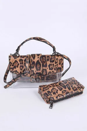 Dual Glam Leopard Print Clear Bag Duo