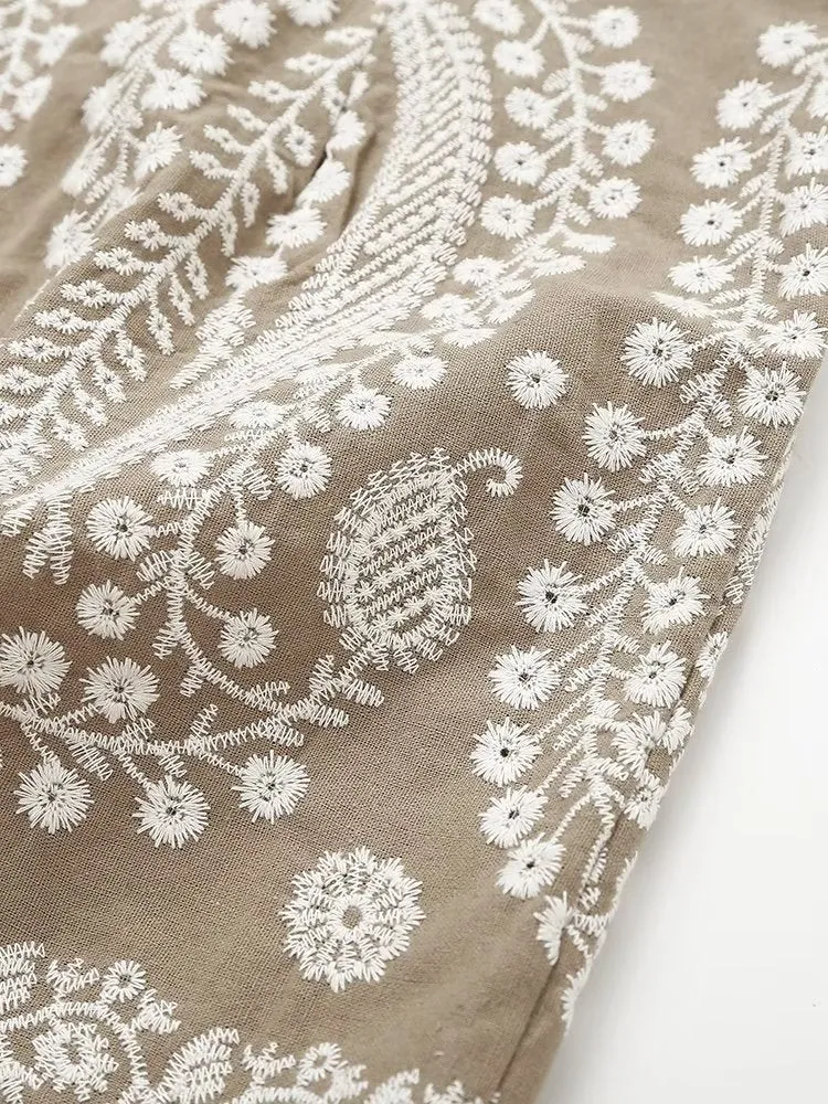 Embroidered High Waist Shorts