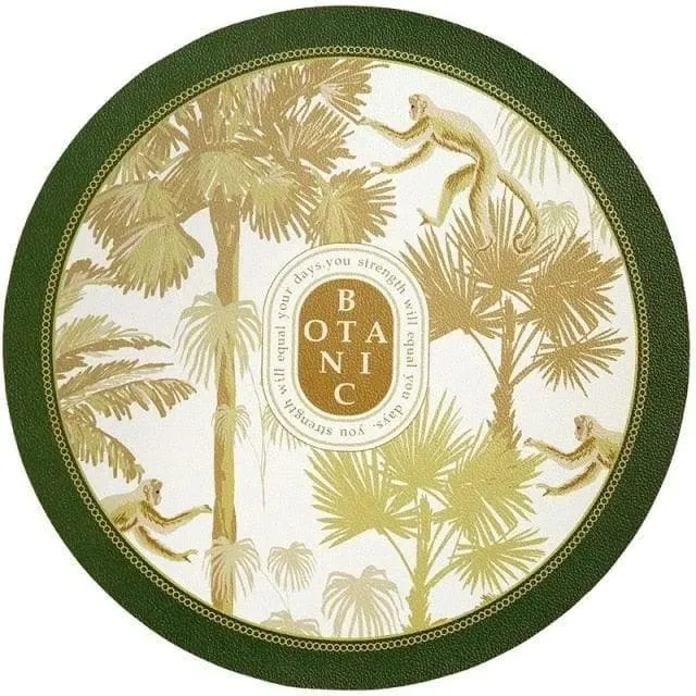 Faux Leather Printed Round Placemats