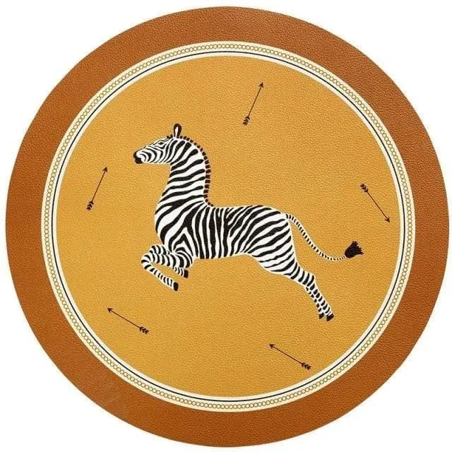 Faux Leather Printed Round Placemats