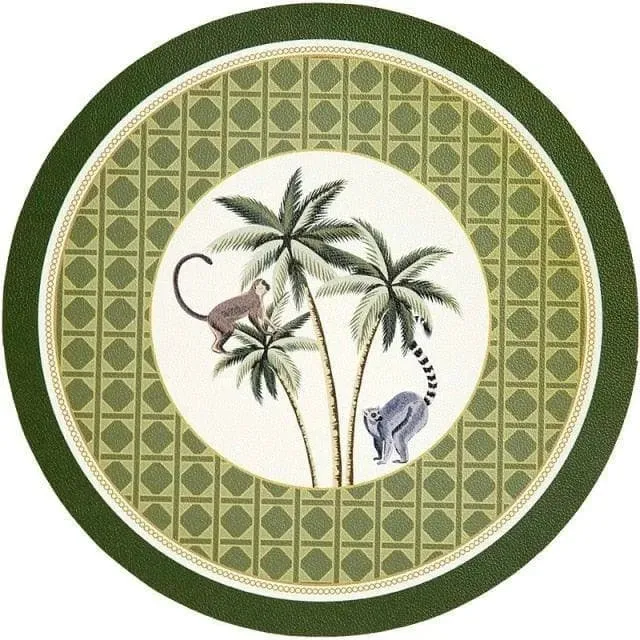Faux Leather Printed Round Placemats