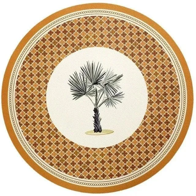 Faux Leather Printed Round Placemats