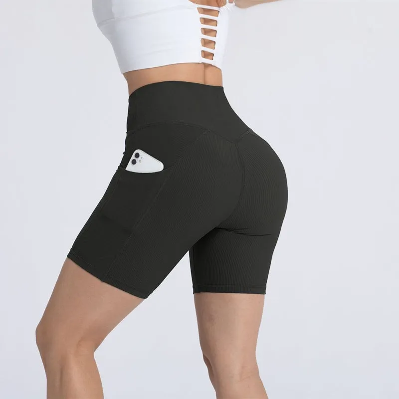 Filhot™ Cross Waist Workout Shorts With Pocket