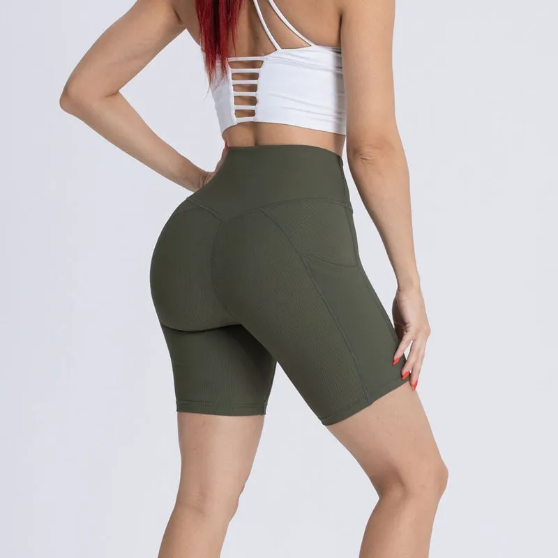 Filhot™ Cross Waist Workout Shorts With Pocket