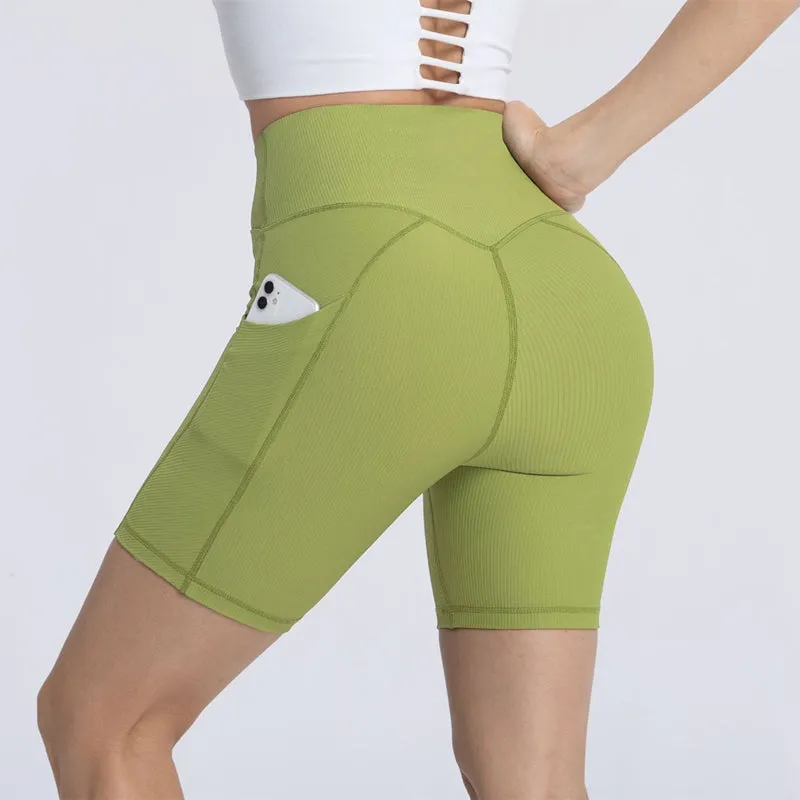 Filhot™ Cross Waist Workout Shorts With Pocket