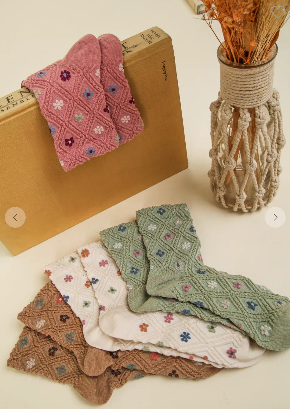 FLORAL ARGYLE ANKLE SOCKS