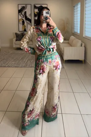 Floral Enchantment Green Pants Set