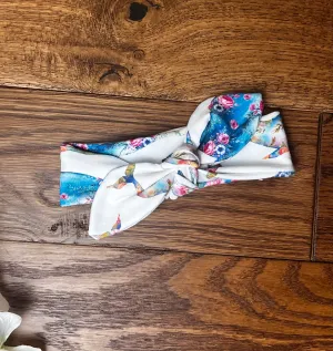 Floral whales top knot headband