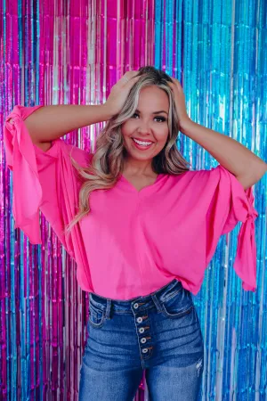 Free Spirit Tie Sleeve Blouse - Pink
